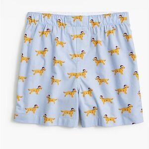 J.Crew Men’s XL Woven Boxer Shorts Golden Retriever Santa Dog Print Cotton NWT